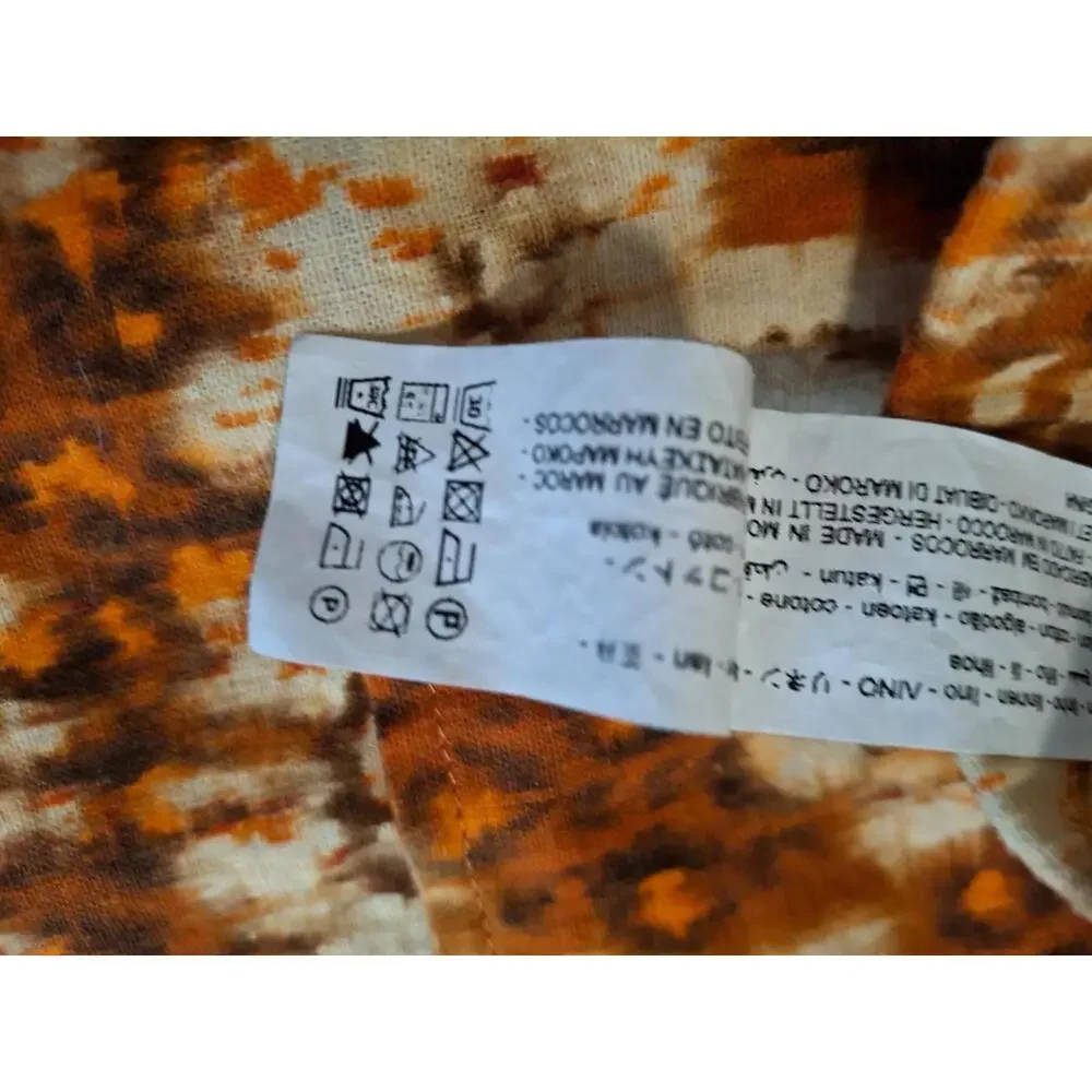 Zara Brown and Cream Floral Wide-Leg Linen Blend Pants